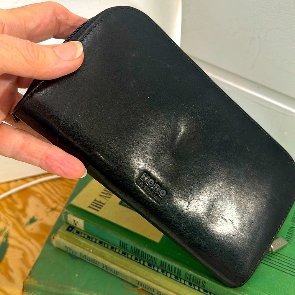 Hobo international black leather longer wallet